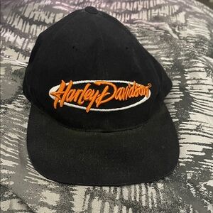 Harley-Davidson Black Hat with Orange Embroidery